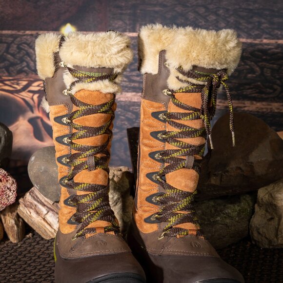 Merrell Tall 14" Waterproof Boots Womens sz 10 suede Lined Zipper very good + - Picture 10 of 16